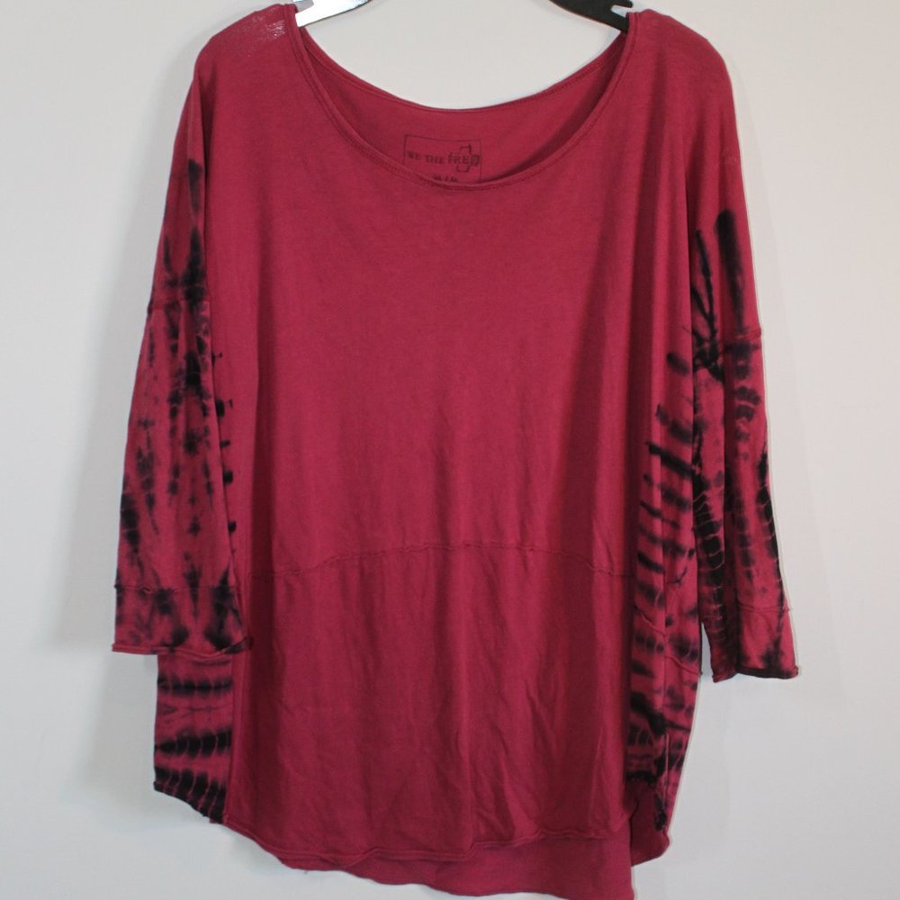 We the Free | Red and Black 3/4 Length Sleeve Tee